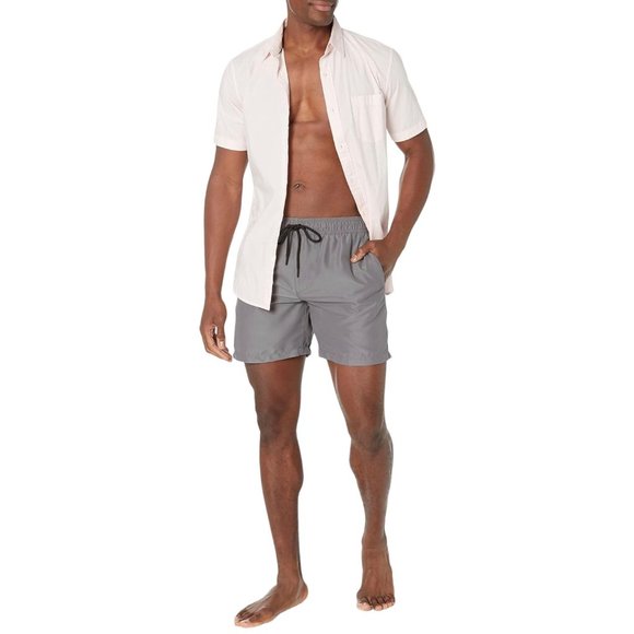 Amazon Essentials Men's 7" Quick-Dry Charcoal Drawstring Swim Trunk Sz L & XL - Picture 1 of 11